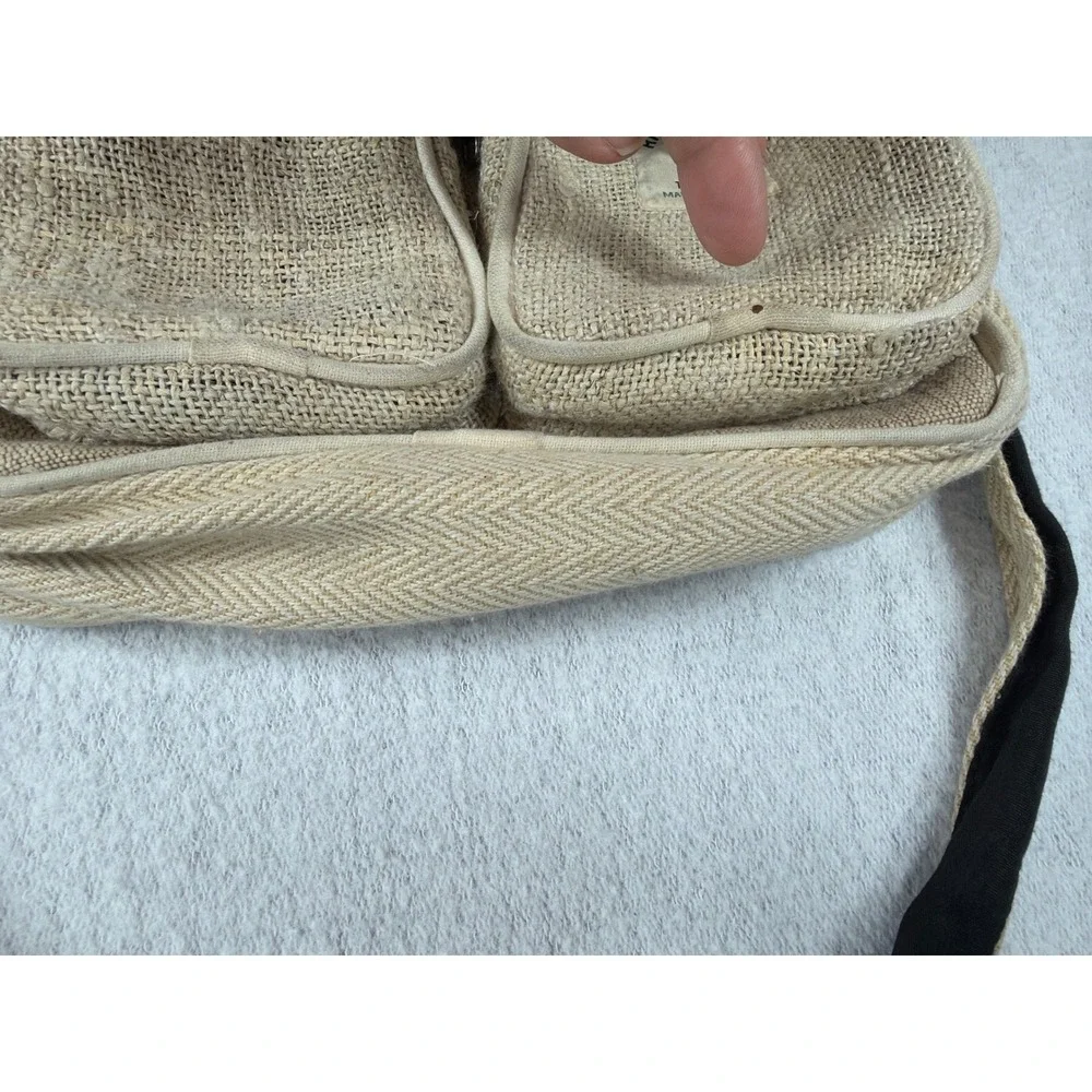 Himalayan Hemp Crossbody Messenger Bag Tan Cream Woven Boho Nepal Travel Pouch
